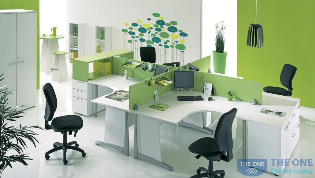 Cụm bàn làm việc 4 chỗ có vách ngăn